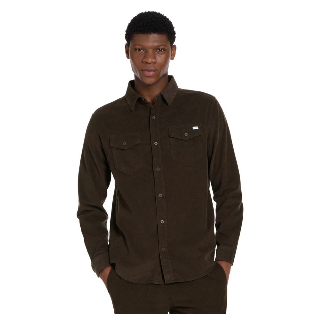 NWT Men's Hurley Dark Brown Button-Down Shirt